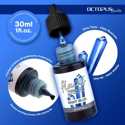 Octopus Fluids Resin Ink Night Blue Transparent Blue Alcohol-Based Dye Ink