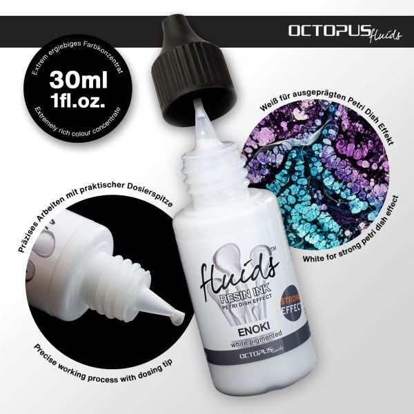 Octopus Fluids Resin Ink Petri Dish Effect Strong Enoki Weiß