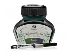 Octopus Fluids Füllhaltertinte Sheen Ink Octopus Sheen Ink Goblin Grün mit violettem Metallic-Sheen, 30 ml, mit Konverter