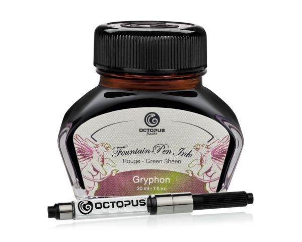 Octopus Fluids Fountain Pen Ink Sheen Ink Collection Gryphon Brown with Converter 30 ml