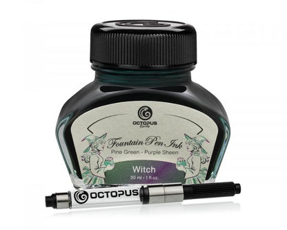 Octopus Fluids Fountain Pen Ink Sheen Ink Collection Witch Green with Purple Metallic Sheen Ltd. Edt. 30 ml