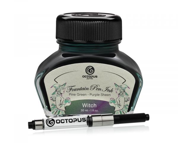 Octopus Fluids Fountain Pen Ink Sheen Ink Collection Witch Green with Purple Metallic Sheen Ltd. Edt. 30 ml