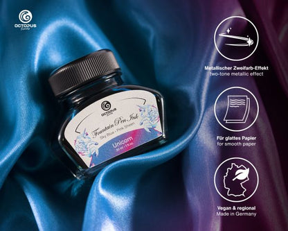 Octopus Fluids Fountain Pen Ink Sheen Ink Collection Unicorn Blue Ltd. Edt. 30 ml
