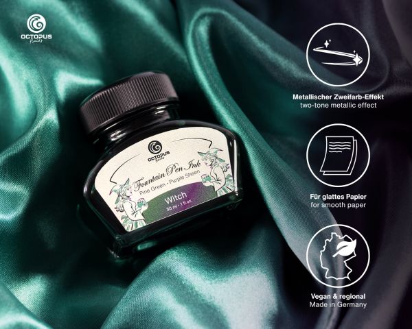 Octopus Fluids Füllhaltertinte Sheen Ink Kollektion Witch Grün