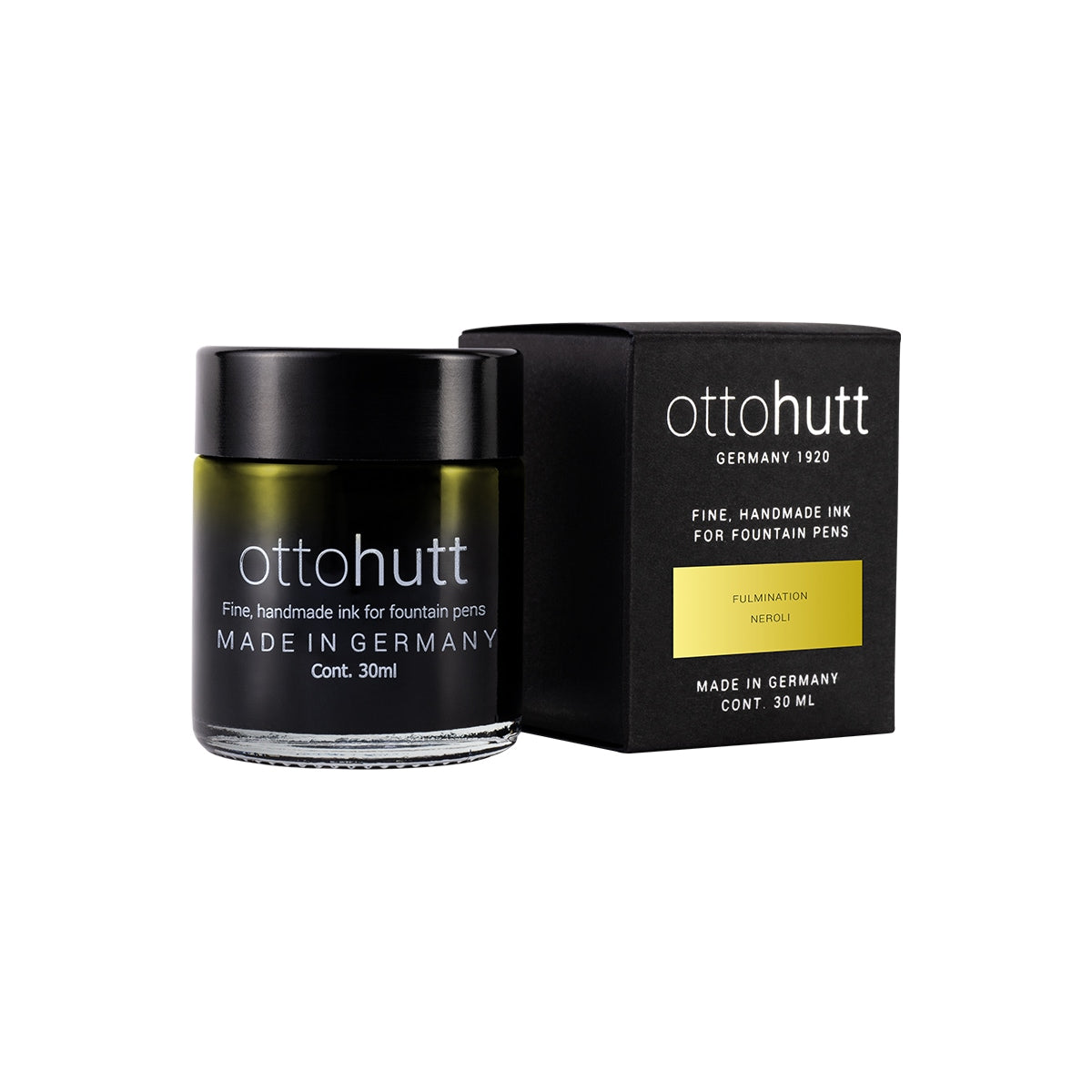 Otto Hutt Tintenglas, Tinte mit Geruch, Fulmination (gelb)