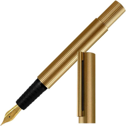 Otto Hutt, Design 08 Pull & Twist Fountain Pen, Design by Mark Braun, including leather case, 18K nib, gold