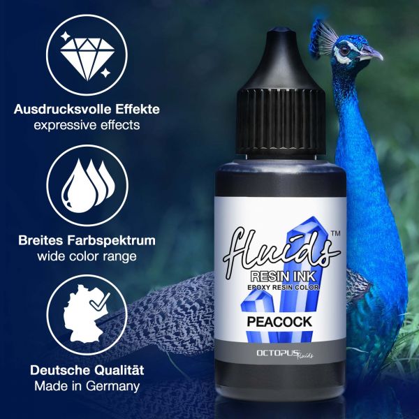 Octopus Fluids Resin Ink PEACOCK Transparent Blue