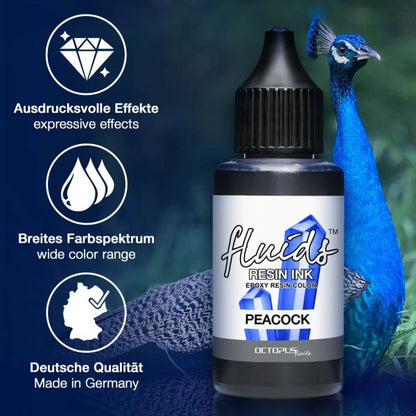 Octopus Fluids Resin Ink PEACOCK Transparent Blue