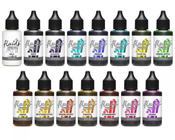 Octopus Fluids Resin Ink Set for Casting Resins 15 Colors Alcohol Ink, Transparent + Pigmented, Ltd. Edt.