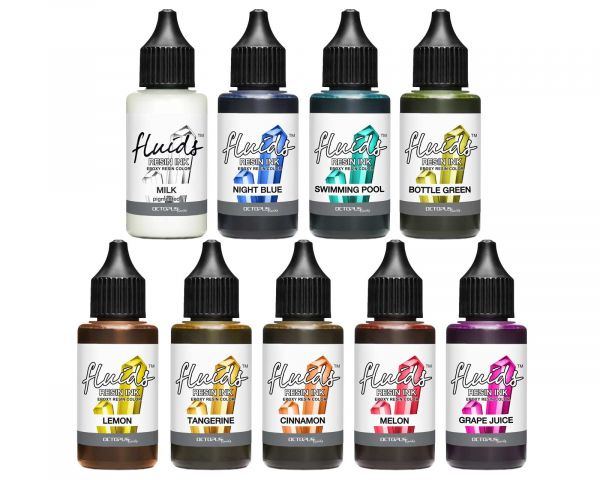 Octopus Fluids Resin Ink Set LIGHT 9x 30 ml 8 transparent colors plus white
