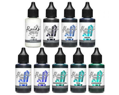 Octopus Fluids Resin Ink Set BLUE 9x30 ml Alkoholbasierte Resinfarben