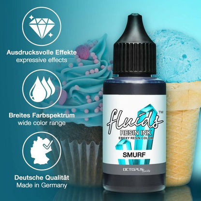 Octopus Fluids Alcohol Ink/Dye Concentrate for Casting Resins SMURF Transparent Blue