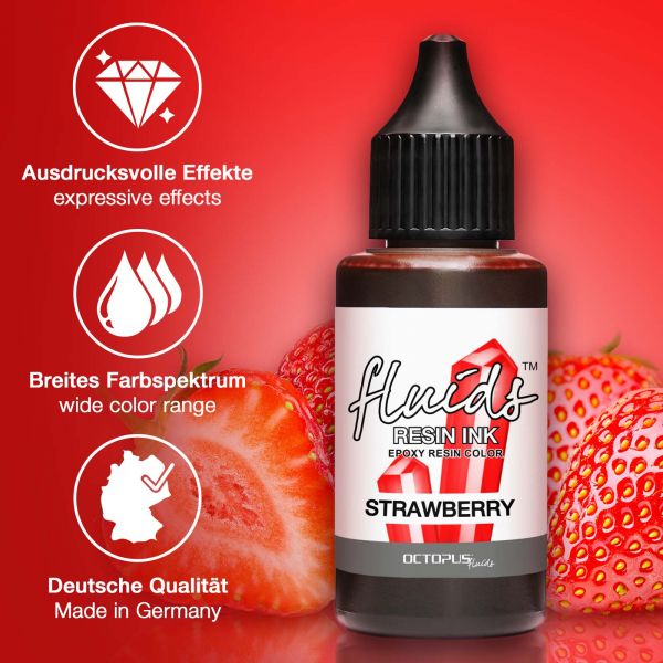 Octopus Fluids Resin Ink STRAWBERRY transparentes Rot