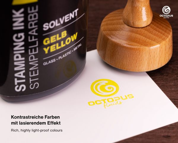 Octopus Fluids GmbH & Co. KG Lenizett Solvent Stamp Ink for Smooth Surfaces Yellow Translucent
