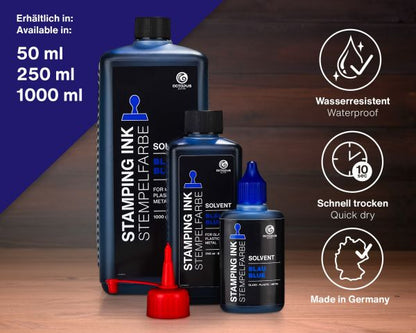 Octopus Fluids Lösemittelbasierte Stempelfarbe Lenizett Solvent für glatte Untergründe Blau (lasierend)