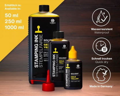 Octopus Fluids GmbH & Co. KG Lenizett Solvent Stamp Ink for Smooth Surfaces Yellow Translucent