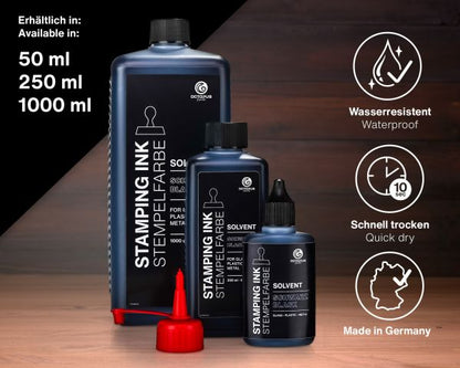 Octopus Fluids Stempelfarbe Lenizett Solvent Kollektion schwarz lasierend