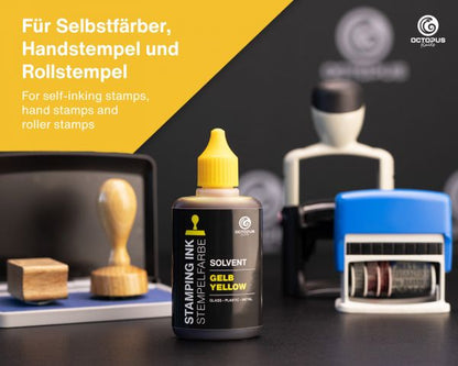 Octopus Fluids GmbH & Co. KG Lenizett Solvent Stamp Ink for Smooth Surfaces Yellow Translucent