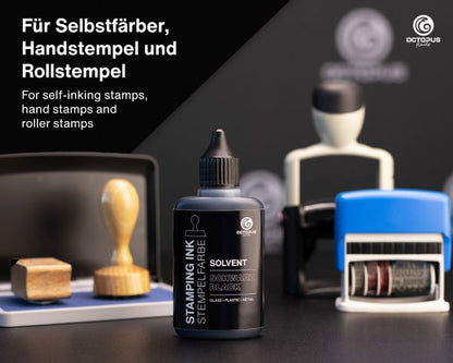 Octopus Fluids Stempelfarbe Lenizett Solvent Kollektion schwarz lasierend