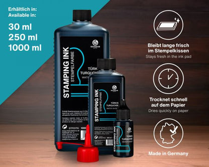 Octopus Fluids Stempelfarbe für Stempelkissen und Selbstfärber ohne Öl, Türkis