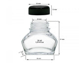 Octopus Tintenglas Schmuckglas 30 ml klar mit schwarzem Schraubverschluss