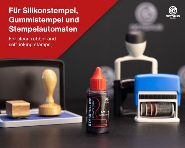 Octopus Fluids Ölfreie Stempelfarbe zum Nachtränken Rot 30 ml