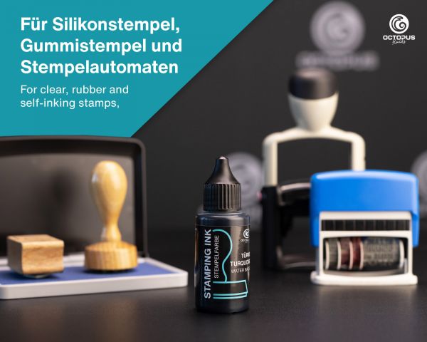 Octopus Fluids Stempelfarbe für Stempelkissen und Selbstfärber ohne Öl, Türkis