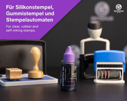 Octopus Fluids GmbH & Co. KG Oil-Free Water-Based Stamp Ink Set Black Blue Green Red Violet