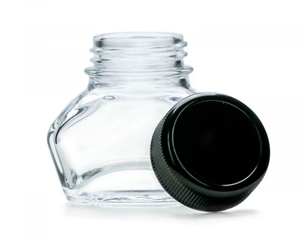 Octopus Tintenglas Schmuckglas 30 ml klar mit schwarzem Schraubverschluss