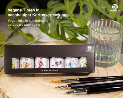 Octopus Fluids Calligraphy and Drawing Ink Write & Draw Set 6 Colors Ltd. Edt.