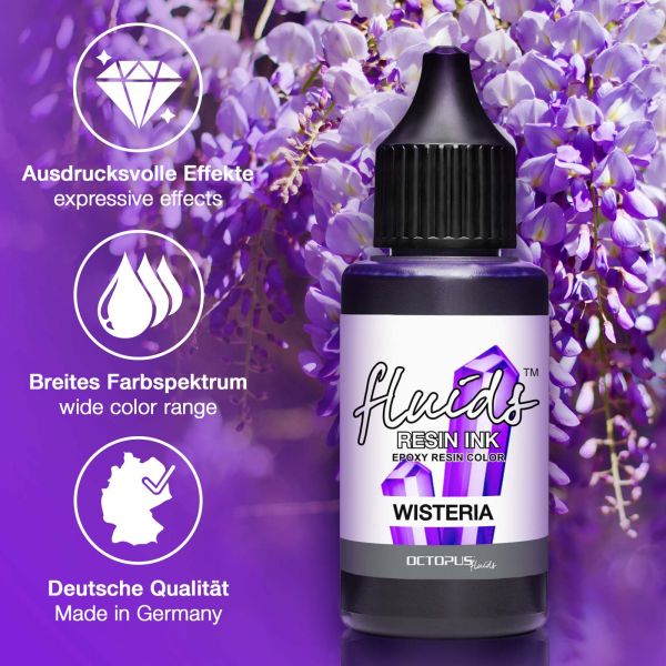 Octopus Fluids Resin Ink WISTERIA Alcohol Ink for Casting Resins Transparent Violet