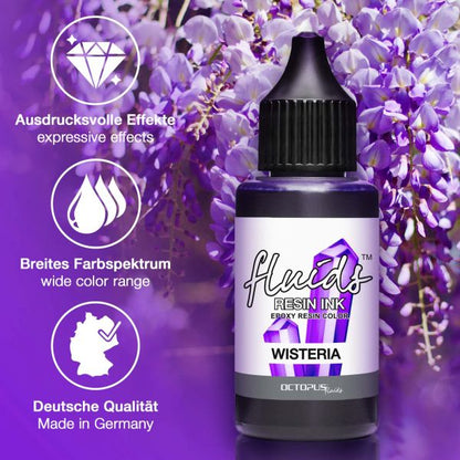 Octopus Fluids Resin Ink WISTERIA Alcohol Ink for Casting Resins Transparent Violet
