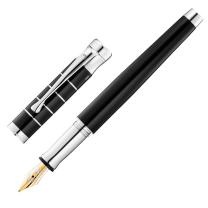 Waldmann, Tango fountain pen, Ring, lacquered, 18K nib, black