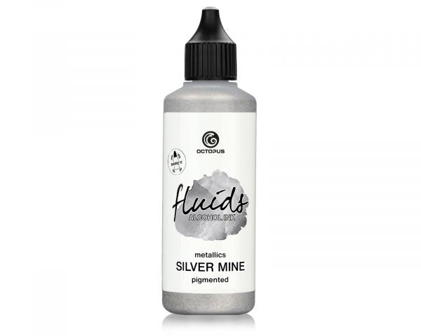 Octopus Fluids Alcohol Ink Metallics Alcohol Ink Silver Mine 100 ml Silber
