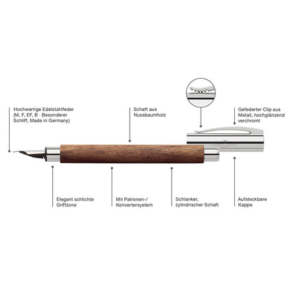 Faber-Castell, stylo plume Ambition, noyer