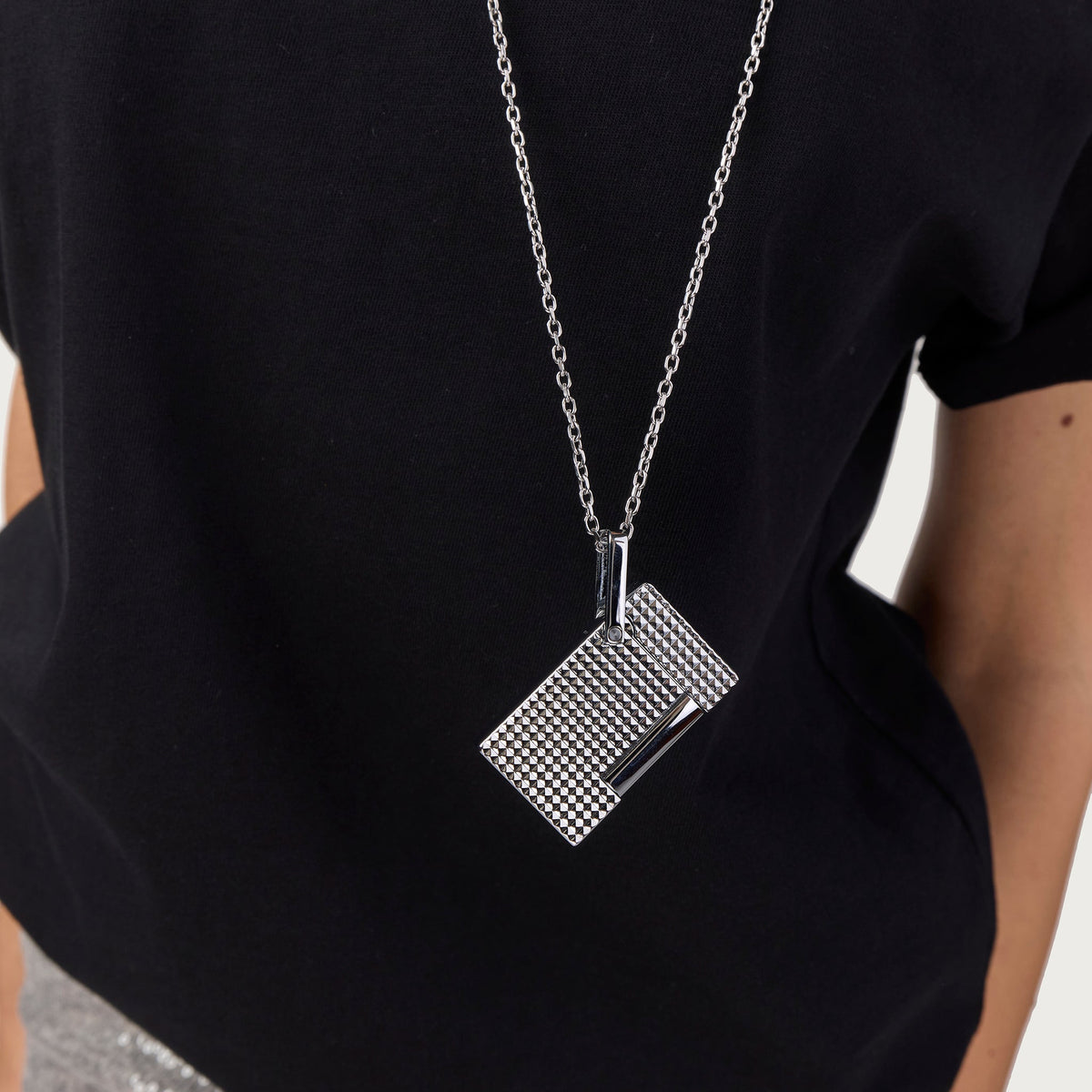 ST Dupont Feuerzeug Lighter Necklace Lighter Nekclace, Palladium, Silver