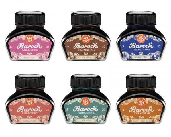 Octopus Fountain Pen Inks Baroque 1920 Collection Glass Bottle Ltd. Edt. 6 x 30 ml Set