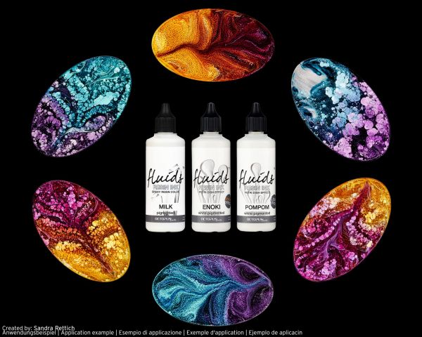 Octopus Fluids Alcohol Ink / Resin Ink Set für Gießharzkunst Weiß – POMPOM, ENOKI, MILK