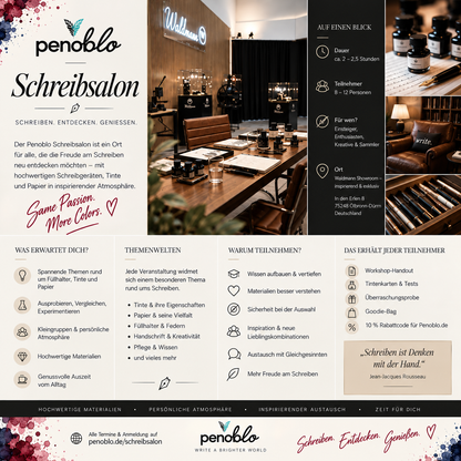 PENOBLO Schreibsalon #01 – Die Welt der Tinte | Exklusiver Workshop in 75248 Ölbronn-Dürrn