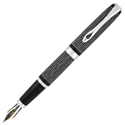 Diplomat, Excellence A Plus Fountain Pen, Wavy Guilloche, 14K Nib, Lapis Black