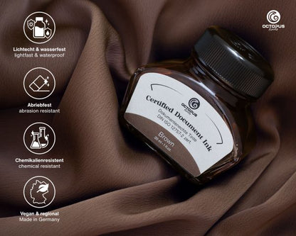 Octopus Fluids Document-Proof Fountain Pen Ink Brown DIN ISO 12757-2