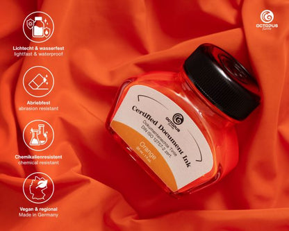 Octopus Fluids Dokumentenechte Füllhaltertinte Document Ink Orange DIN ISO 12757-2 zertifiziert