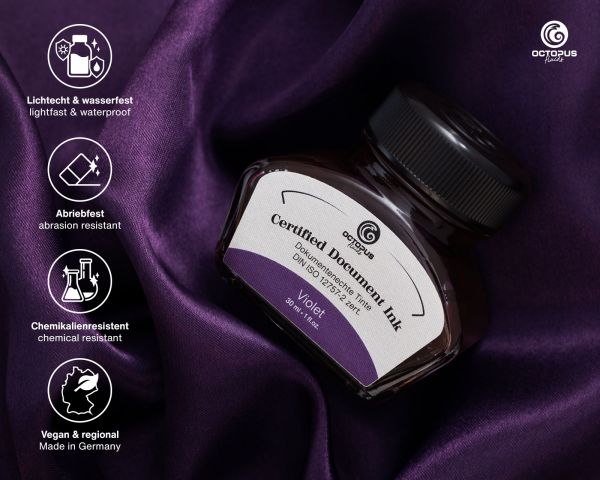 Octopus Fluids Document-Proof, Pigmented Fountain Pen Ink Document Inks Violet Ltd. Edt., 30 ml