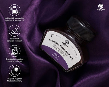 Octopus Fluids Document-Proof, Pigmented Fountain Pen Ink Document Inks Violet Ltd. Edt., 30 ml