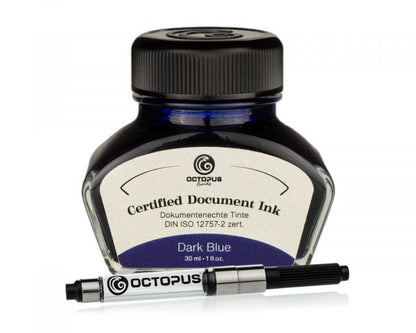 Octopus Fluids Document-Proof Fountain Pen Ink Dark Blue Certified according to DIN ISO 12757-2