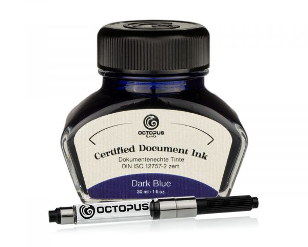 Octopus Fluids Document-Proof Fountain Pen Ink Dark Blue Certified according to DIN ISO 12757-2