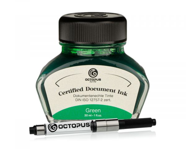 Octopus Fluids Document Inks Green fountain pen ink Certified according to DIN ISO 12757-2