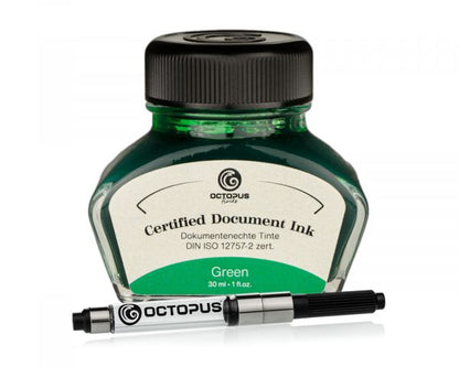 Octopus Fluids Document Inks Green fountain pen ink Certified according to DIN ISO 12757-2