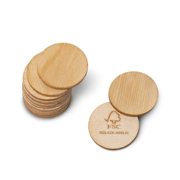 e+m Holzprodukte GmbH Shopping Trolley Tokens GREEN COIN natural