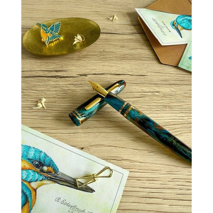 Esterbrook Estie x BUNGOBOX fountain pen, gold, The Kingfisher, blue
